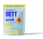 Blue product box labeled BETTER with a sliced fruit illustration and a nutrition facts table