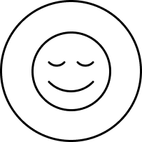Smiley with closed eyes inside a white circle, relaxed and content expression.